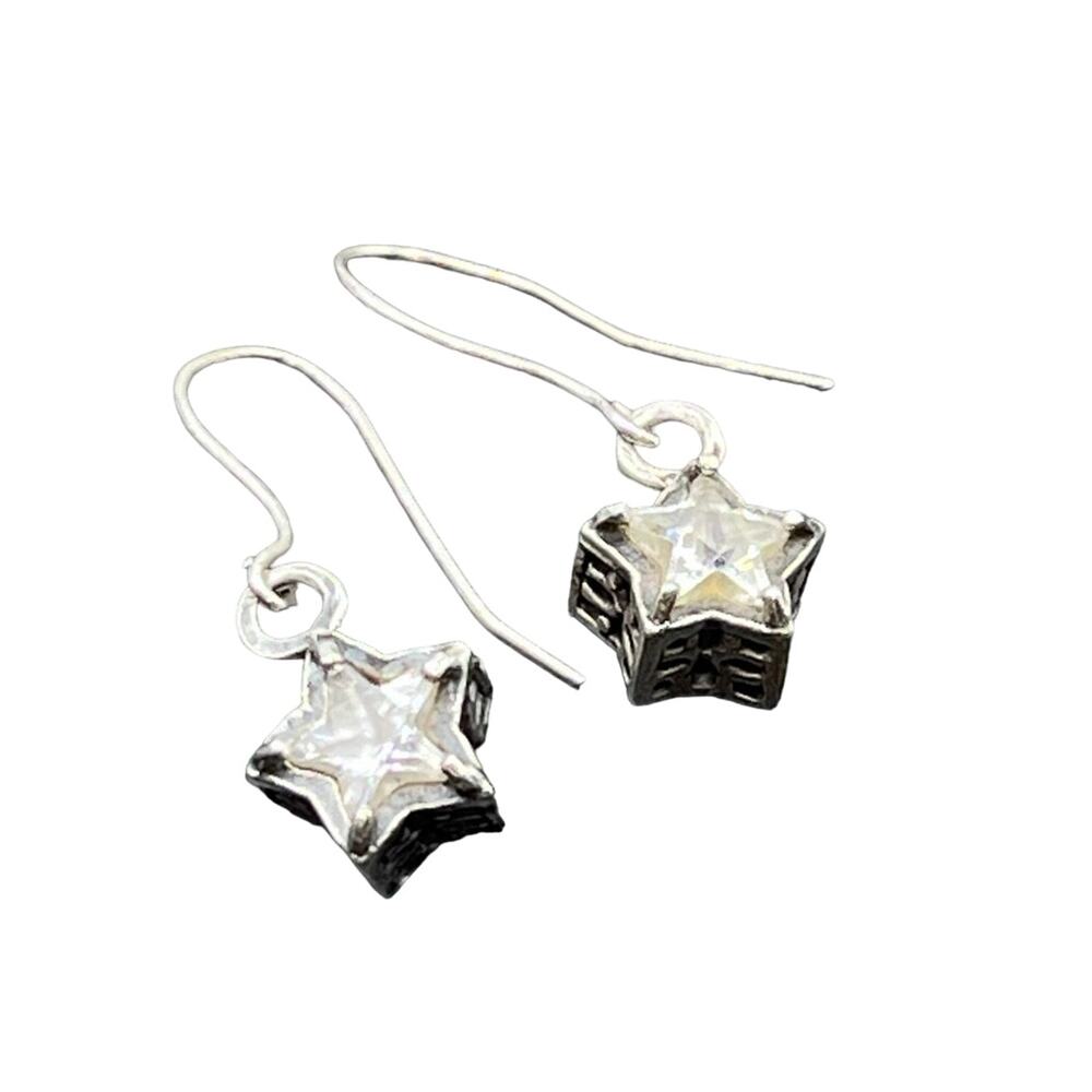 Silpada 925 Sterling Silver Cz Star Filigree Drop Dangle Earrings W1236